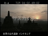 インドネシア・遺跡・ボロブドール・円壇・シャカ・夕景