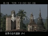タイ・遺跡・スコータイ・ワット・マハタート・仏陀像と仏塔