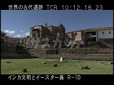 ペルー・遺跡・インカ・コリカンチャ・太陽の神殿・庭ごし