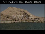 エジプト・遺跡・ナセル湖移動ショット・アブシンベル神殿ロング